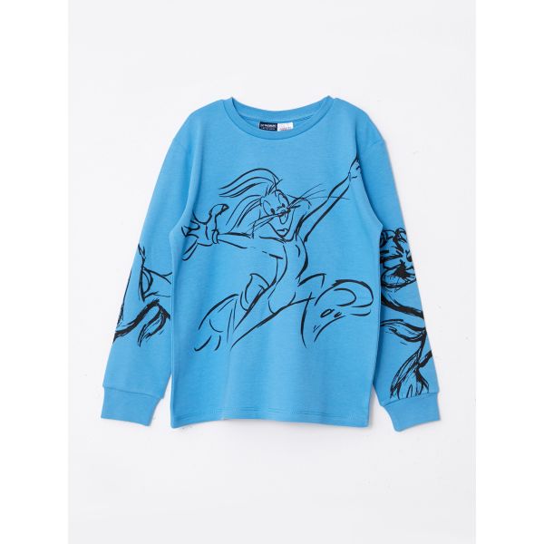 Crew Neck Tasmanian Printed Long Sleeve Boy T-Shirt