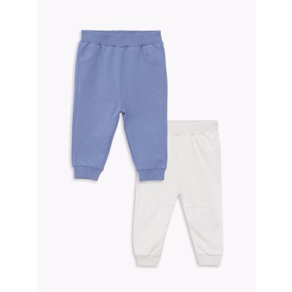 Elastic Waist Basic Cotton Baby Boy Trousers 2-Pack