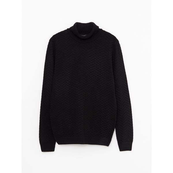 Turtleneck Long Sleeve Men's Tricot Sweater