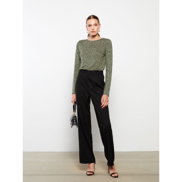 Crew Neck Patterned Long Sleeve Women's T-shirt